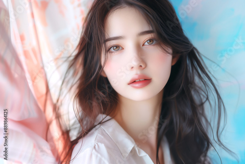 黒髪の美しい女性のポートレート