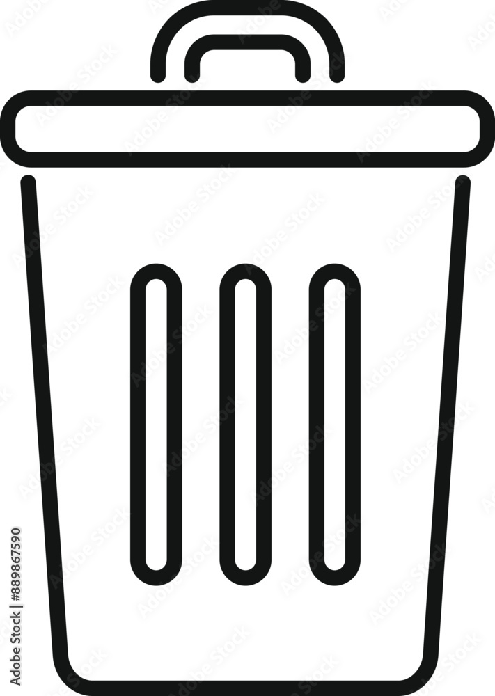 Simple black outline of a garbage bin, for use on interfaces and applications to represent file deletion Simple black outline of a garbage bin, for use on interfaces and applications to represent file deletion