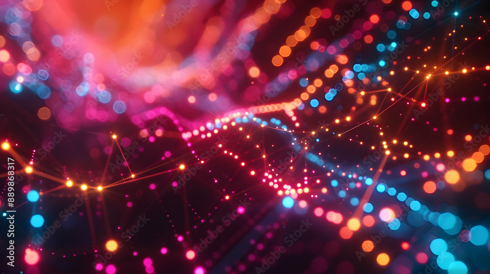Abstract 3D Background with Colorful Lights and Lines