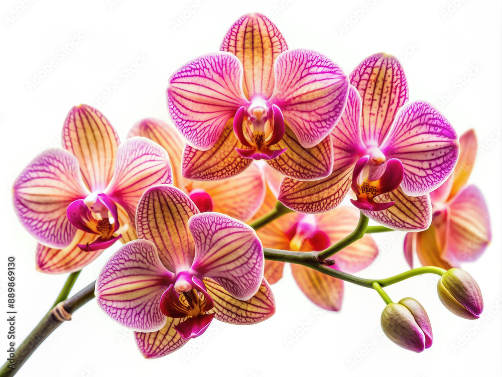 Obraz premium Pink and Orange Orchid in Bloom isolated on white background