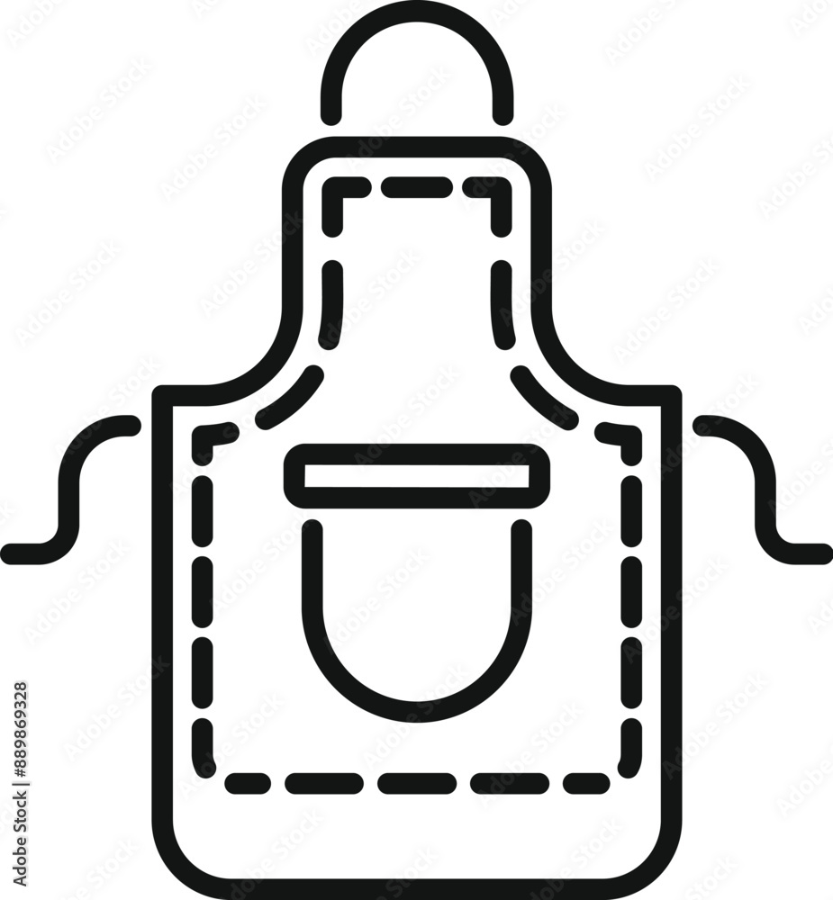 Simple line drawing of a kitchen apron, perfect for projects related to cooking and baking