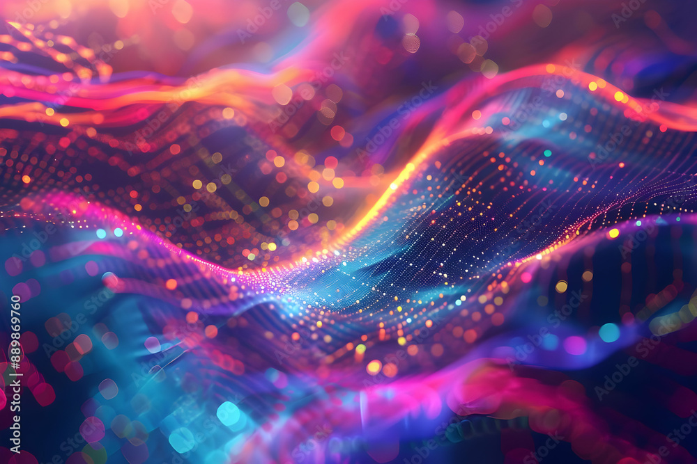 Abstract 3D Background with Colorful Glowing Particles Abstract 3D Background with Colorful Glowing Particles