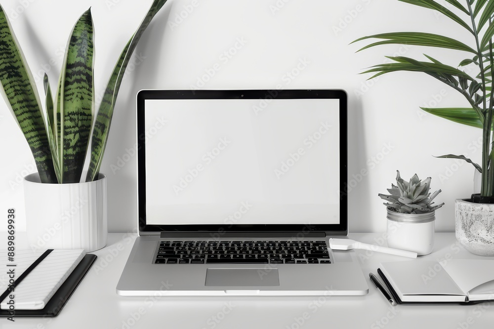Fototapeta premium Mockup of a laptop and a blank screen