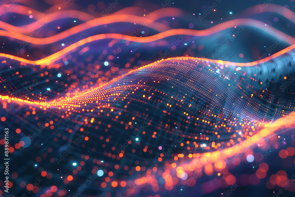 Fototapeta premium Abstract 3D Background with Orange and Blue Lights