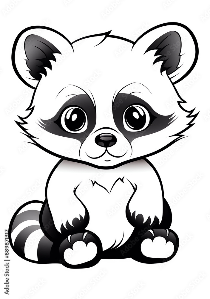 cute cartoon raccoon, clip art style, simple line drawing of the animal's body with no background cute cartoon raccoon, clip art style, simple line drawing of the animal's body with no background