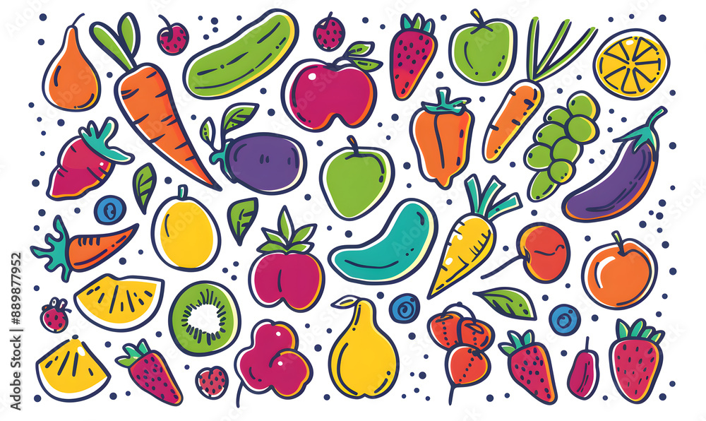 vegetable and fruits photo or illustrator on white background