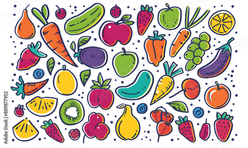 vegetable and fruits photo or illustrator on white background