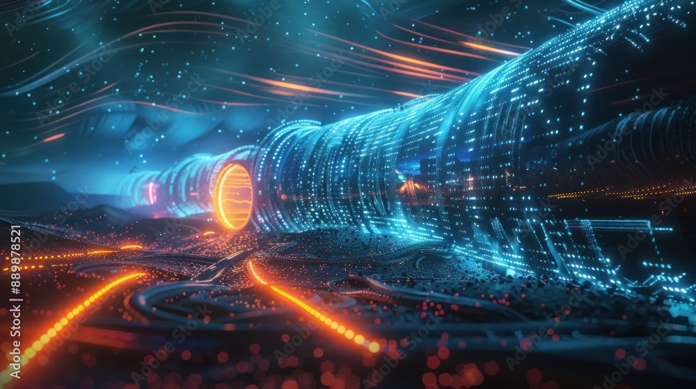 Digital Tunnel with Glowing Lights Digital Tunnel with Glowing Lights