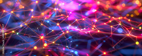 Abstract 3D Background with Glowing Lines and Bokeh