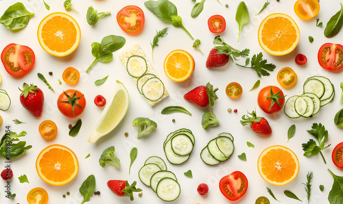 vegetable and fruits photo or illustrator on white background