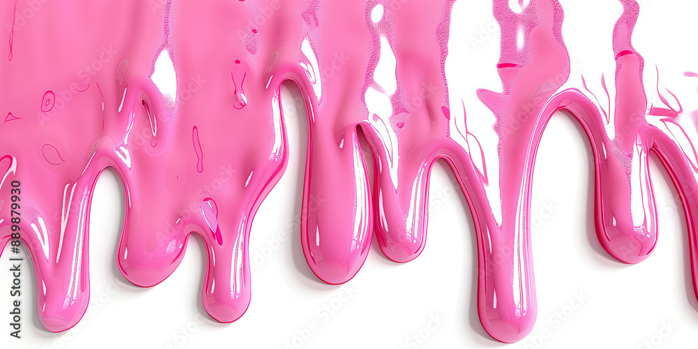 Naklejka premium pink liquid dripping on white background, generative AI