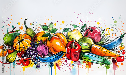 vegetable and fruits photo or illustrator on white background
