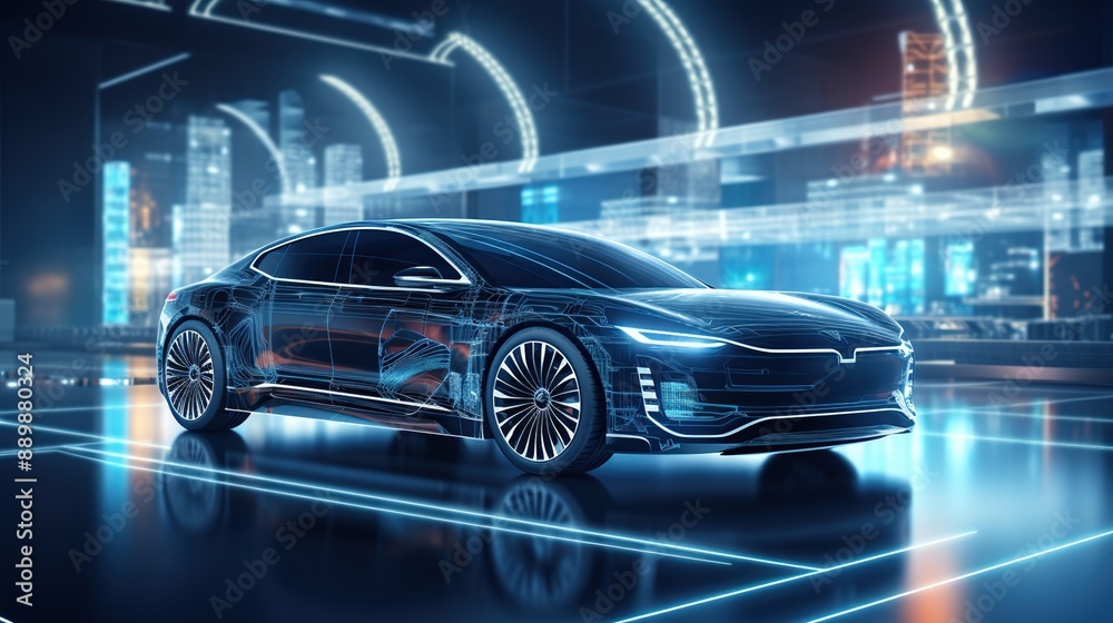 Futuristic Car Design with Glowing Lines Futuristic Car Design with Glowing Lines