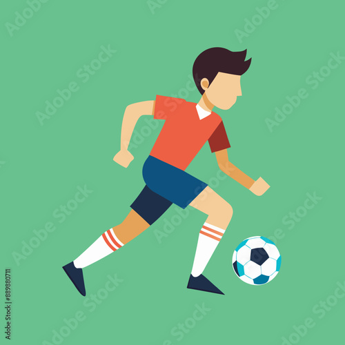 colorful flat 2d soccer player illustration