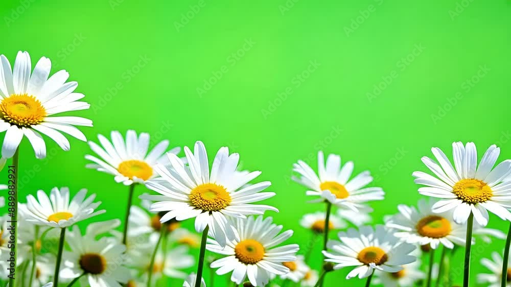Daisies on Vibrant green screen background with Ai generated.
Daisies on Vibrant green screen background with Ai generated.