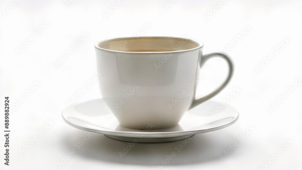 Elegant white coffee cup on saucer perfect for a cozy morning Elegant white coffee cup on saucer perfect for a cozy morning