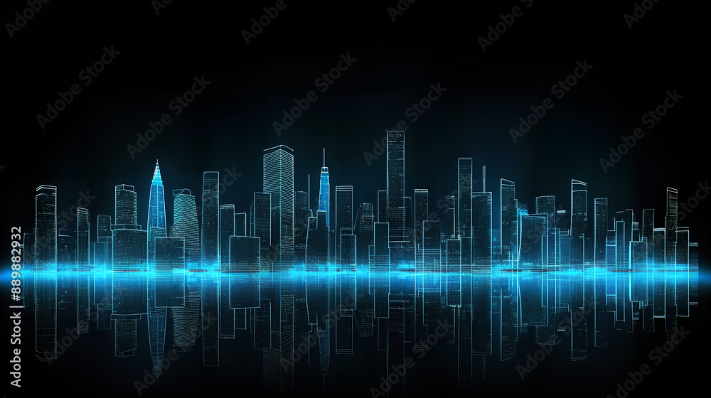 Obraz premium Technological digital city banner