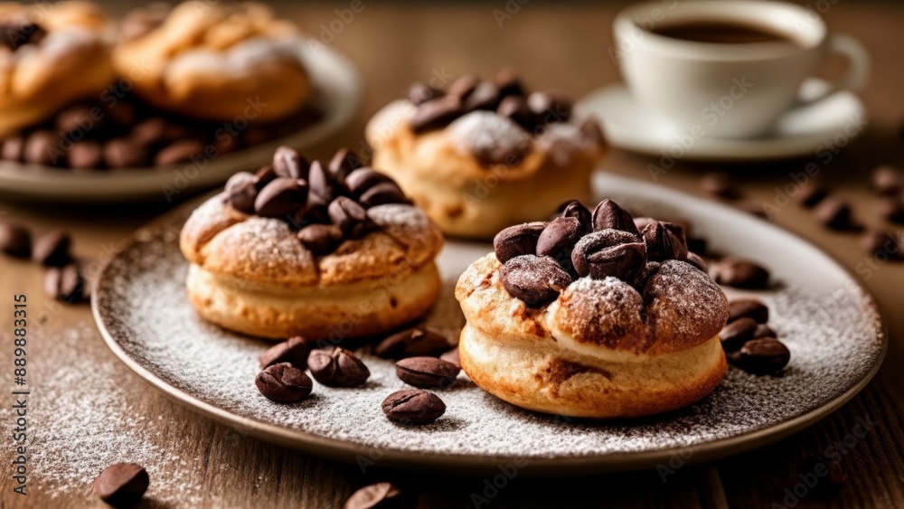 Delicious coffeeflavored pastries with chocolate chips perfect for a cozy afternoon Delicious coffeeflavored pastries with chocolate chips perfect for a cozy afternoon