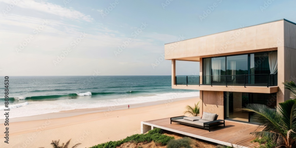 Fototapeta premium Modern Beach House with Ocean View