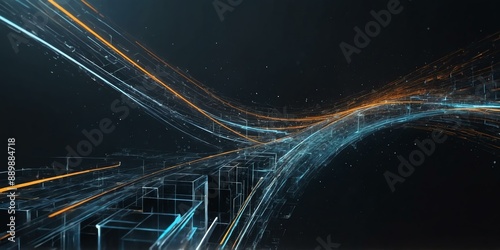 pattern flow and grey ray with speed of futuristic cub background