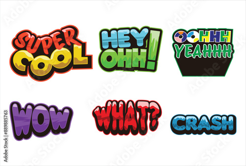 text elements illustration set. Text emotes collection. can be used for twitch youtube..eps