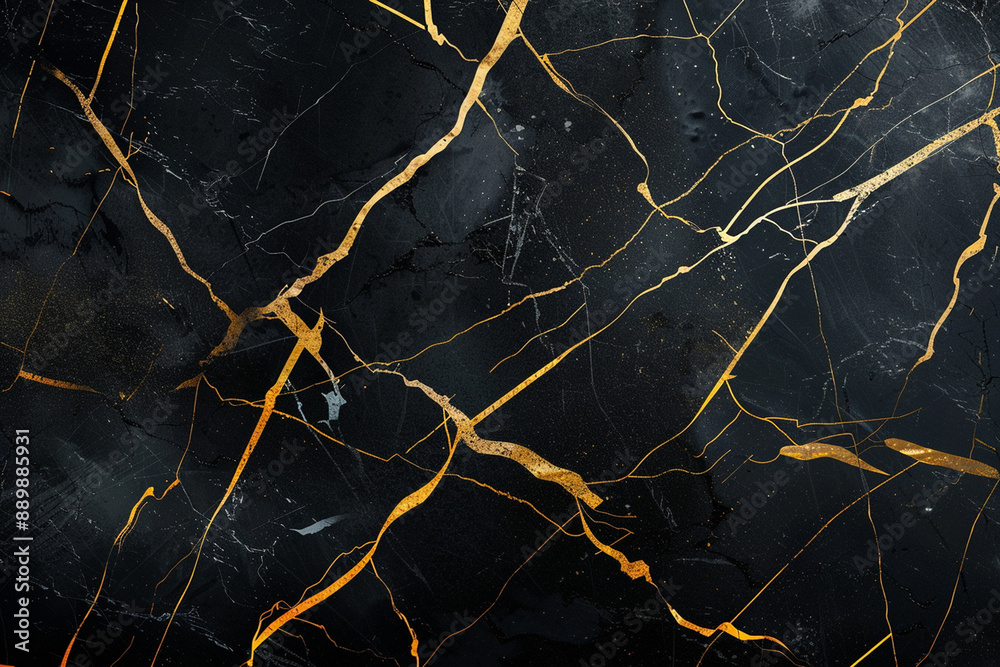black marble with golden lines background.