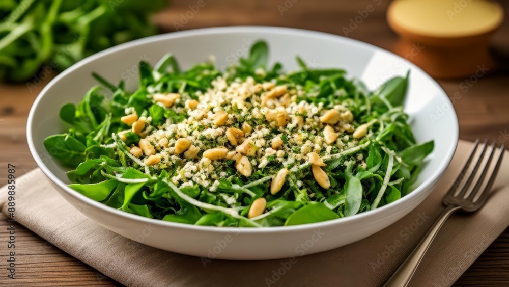 Fresh greens and crunchy nuts a healthy and delicious meal Fresh greens and crunchy nuts a healthy and delicious meal