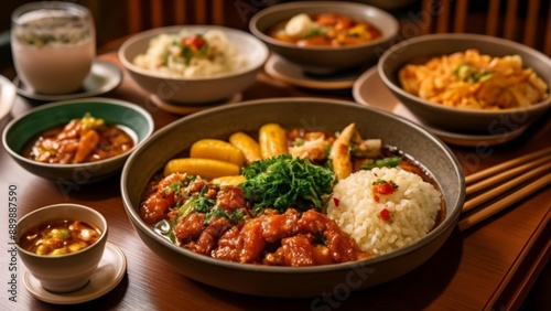  A feast of Asian cuisine ready to be savored