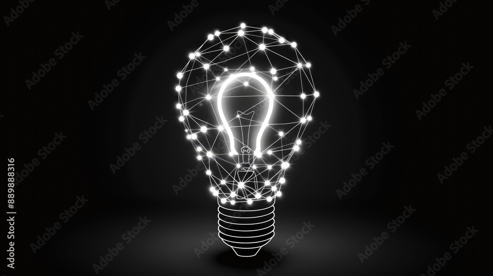 Light bulb with the lines are connected in a circle on the outside Light bulb with the lines are connected in a circle on the outside
