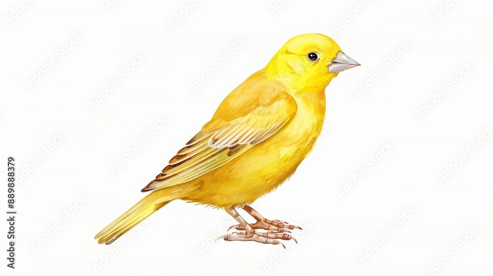 A delicate canary sings joyfully in a cute watercolor scene, rendered in kawaii style, isolated on a white background A delicate canary sings joyfully in a cute watercolor scene, rendered in kawaii style, isolated on a white background