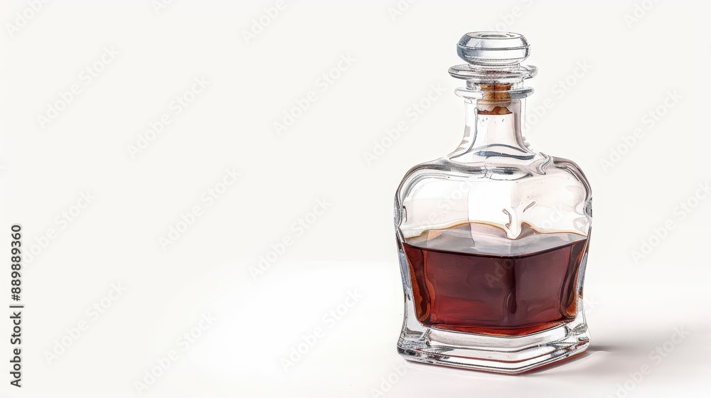 A rich, dark rum bottle in a watercolor scene, isolate on white background A rich, dark rum bottle in a watercolor scene, isolate on white background