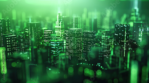 cyber city technology, light green on background