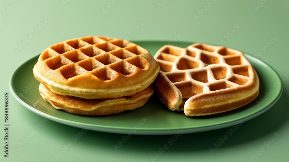 Deliciously golden waffles ready to be enjoyed Deliciously golden waffles ready to be enjoyed