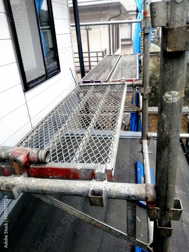 木造住宅の外壁塗装工事の足場の踏板