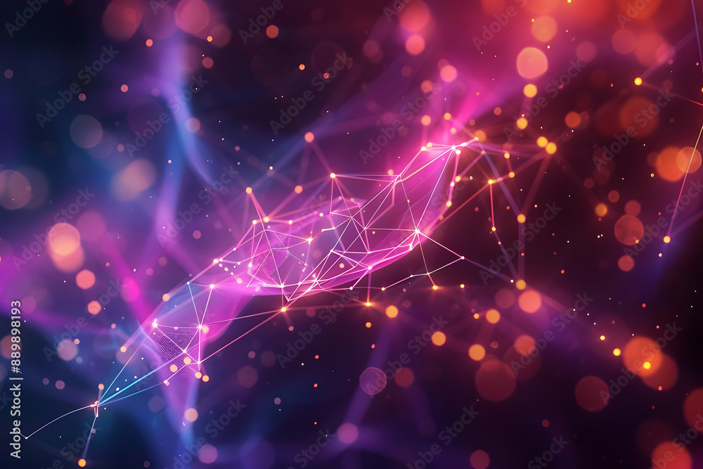 Obraz premium Abstract 3D Background with Pink and Orange Bokeh Lights