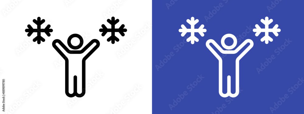 Child playing snow logo sign set vector outline Child playing snow logo sign set vector outline