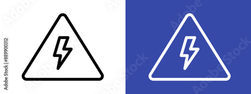 High voltage logo sign set vector outline