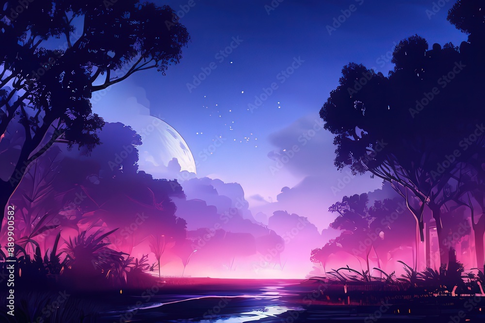 the AI Image Generator, night sky and moon the AI Image Generator, night sky and moon
