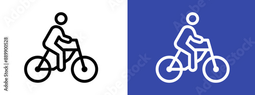 Man on bicycle logo sign set vector outline