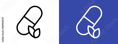 Natural medicine logo sign set vector outline