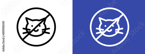 No cats allowed logo sign set vector outline