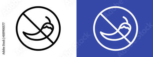 No spicy hot chilli logo sign set vector outline