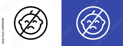 No kid allowed logo sign set vector outline