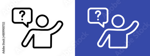 Person asking question logo sign set vector outline