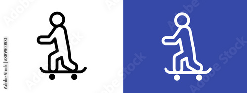 skateboarding logo sign set vector outline