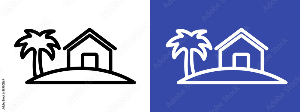 Obraz premium Tropical isle resort logo sign set vector outline