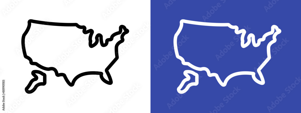 USA Map logo sign set vector outline