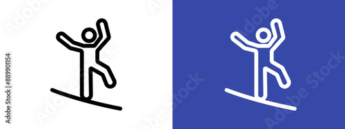 Tightrope walker logo sign set vector outline