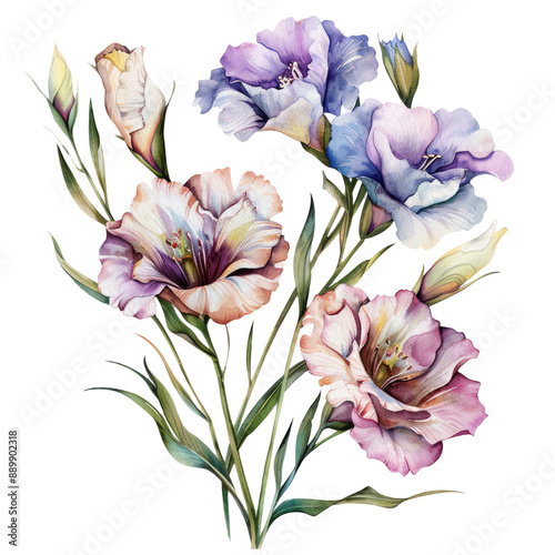 Wallpaper Mural lisianthus flower clipart watercolor isolated on white background
 Torontodigital.ca