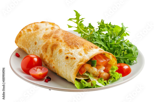 Delicious Chicken Wrap with Fresh Salad and Tomatoes